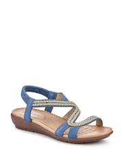 Pavers Blue Wedge-Heeled Slingback Sandals - Image 3 of 5