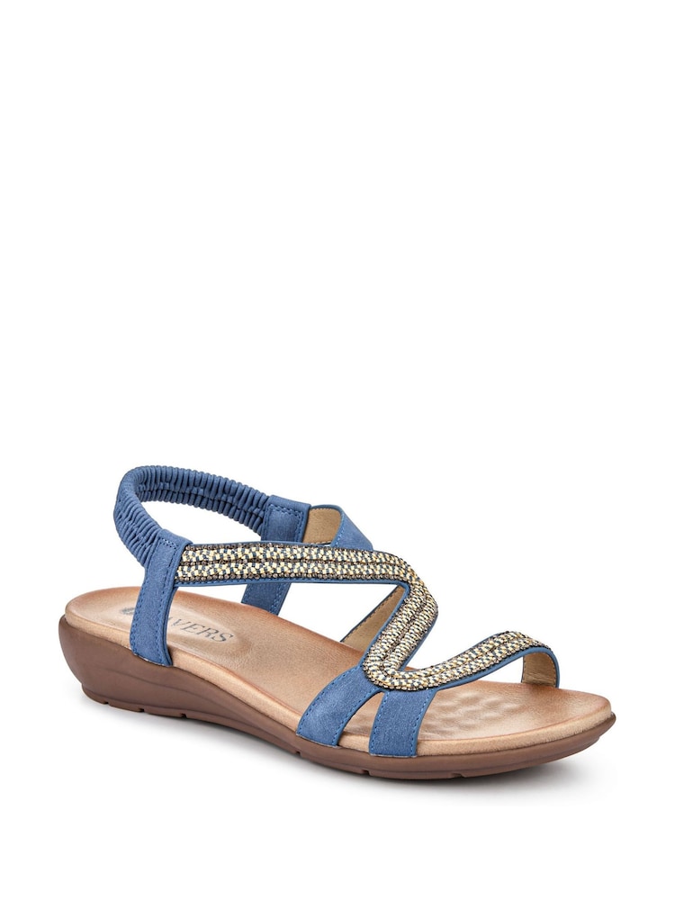 Buy Pavers Blue Wedge-Heeled Slingback Sandals from Next Belgium