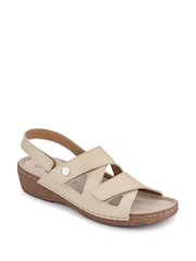 Pavers Natural Adjustable Leather Slingback Sandals - Image 3 of 5