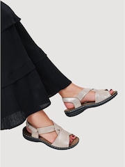 Pavers Brown Casual Leather Touch Fastening Sandals - Image 1 of 5
