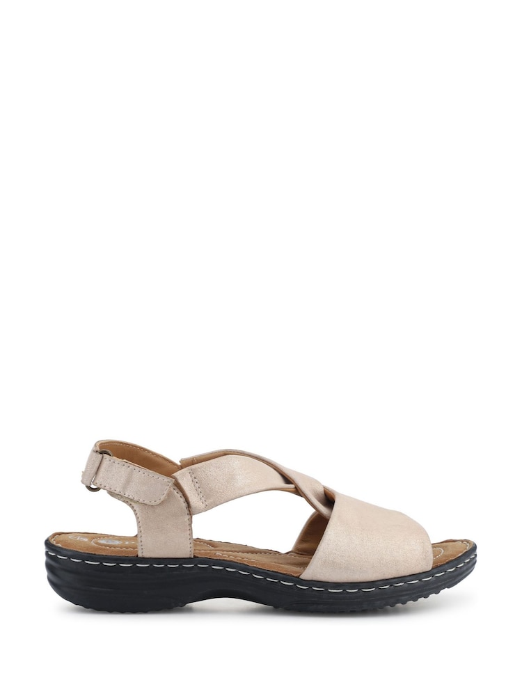 Pavers Brown Casual Leather Touch Fastening Sandals - Image 2 of 5