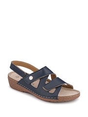 Pavers Blue Adjustable Leather Slingback Sandals - Image 3 of 5