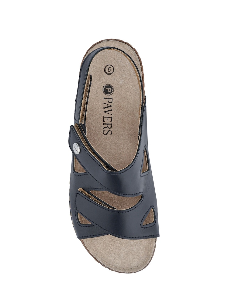 Pavers Blue Adjustable Leather Slingback Sandals - Image 5 of 5