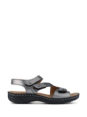 Pavers Grey Touch Fastening Cushioned Leather Sandals - Image 1 of 5