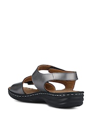 Pavers Grey Touch Fastening Cushioned Leather Sandals - Image 3 of 5