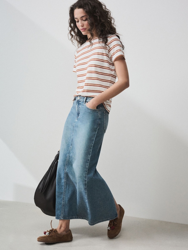 Mittelblau - Denim Maxi Column Skirt - Bild 2 von 5