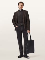 AllSaints Brown Kilburn Zip Funnel Jumper - Image 3 of 8