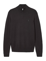 AllSaints Brown Kilburn Zip Funnel Jumper - Image 8 of 8