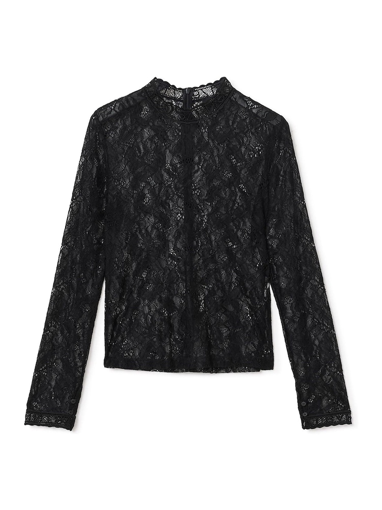 AllSaints Black Aria Lace Top - Image 6 of 6