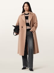 AllSaints Brown Sellma Coat - Image 1 of 7