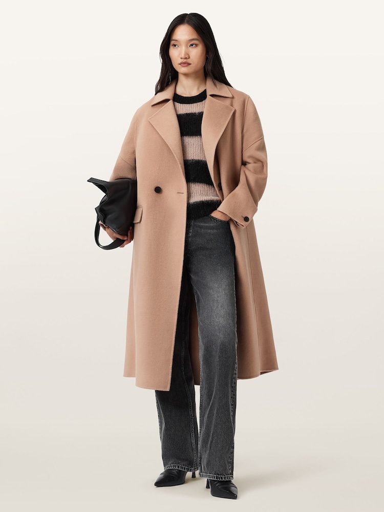 AllSaints Brown Sellma Coat - Image 1 of 7
