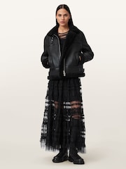 AllSaints Black Lorel Flying Jacket - Image 1 of 7