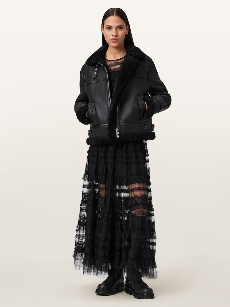 AllSaints Black Lorel Flying Jacket - Image 1 of 7