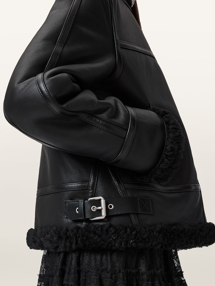 AllSaints Black Lorel Flying Jacket - Image 2 of 7