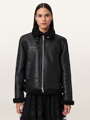 AllSaints Black Lorel Flying Jacket - Image 3 of 7