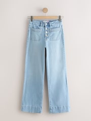 Light Blue Hourglass Wide Leg Patch Pocket Jeans - Image 1 of 4