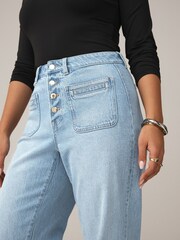 Light Blue Hourglass Wide Leg Patch Pocket Jeans - Image 6 of 10