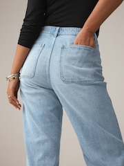 Light Blue Hourglass Wide Leg Patch Pocket Jeans - Image 7 of 10