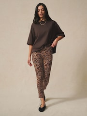 Leopard Cropped Jersey Denim Leggings - Image 1 of 9