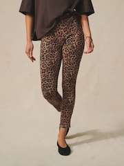 Leopard Cropped Jersey Denim Leggings - Image 3 of 9