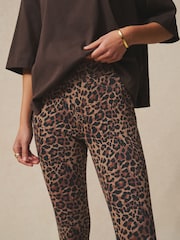 Leopard Cropped Jersey Denim Leggings - Image 5 of 9