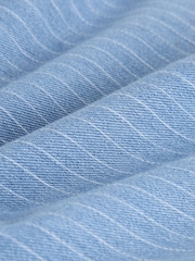 Mid Blue Striped Denim Jersey Wide Leg Cropped Joggers - Image 8 of 8
