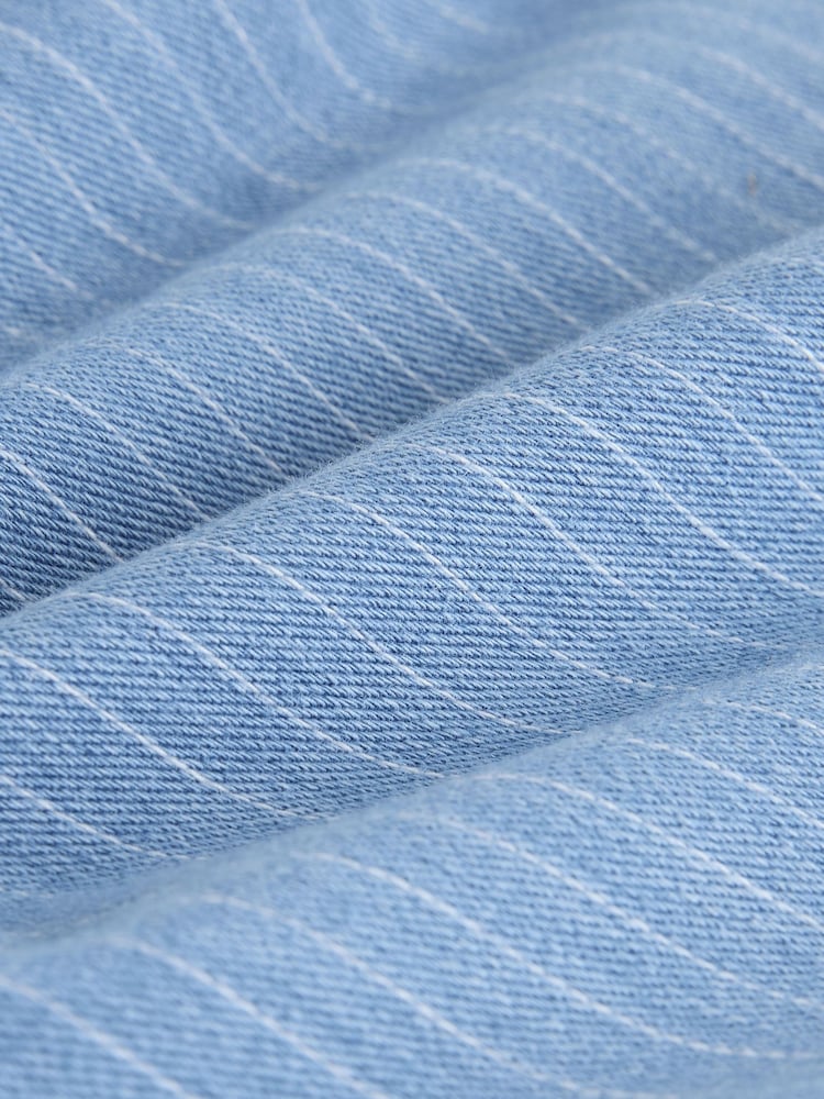 Mid Blue Striped Denim Jersey Wide Leg Cropped Joggers - Image 8 of 8 Mid Blue Striped Denim Jersey Wide Leg Cropped Joggers - Image 8 of 8