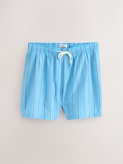 Blue Jacquard Stripe Swim Shorts with Cotton 5" - Image 1 of 4
