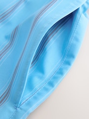 Blue Jacquard Stripe Swim Shorts with Cotton 5" - Image 4 of 4