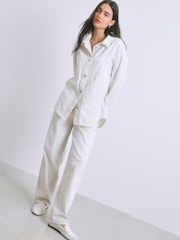 White Stripe Denim Boyfriend Oversized Shirt - Image 3 of 6