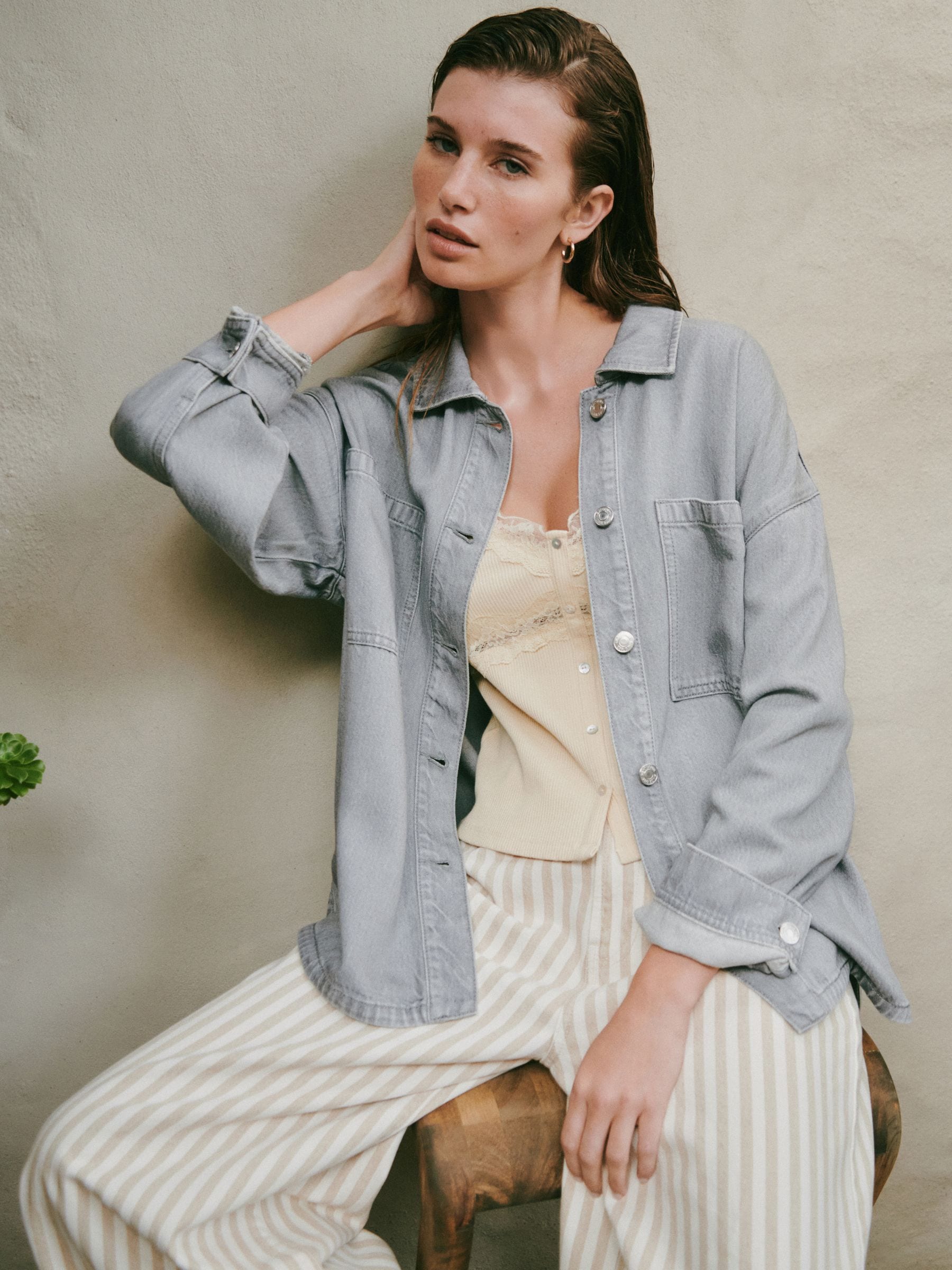 Buy Grey N. Premium Denim Boyfriend Oversized Shirt from Next USA