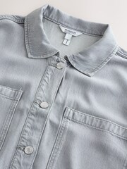Gri - N.Premium Denim Boyfriend Oversized Shirt - Imaginea 2 din 3