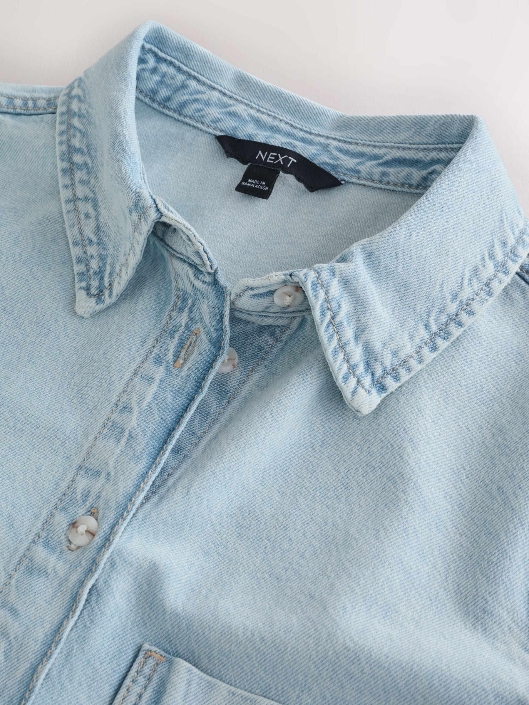Buy Bleach Blue Relaxed Fit Long Sleeve Denim Shirt from the Next