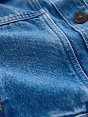 Denim Dark Blue Collarless Denim Jacket - Image 7 of 8