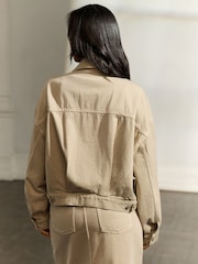 Stone Relaxed Denim Trucker Jacket - Image 3 of 8