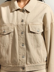 Stone Relaxed Denim Trucker Jacket - Image 5 of 8