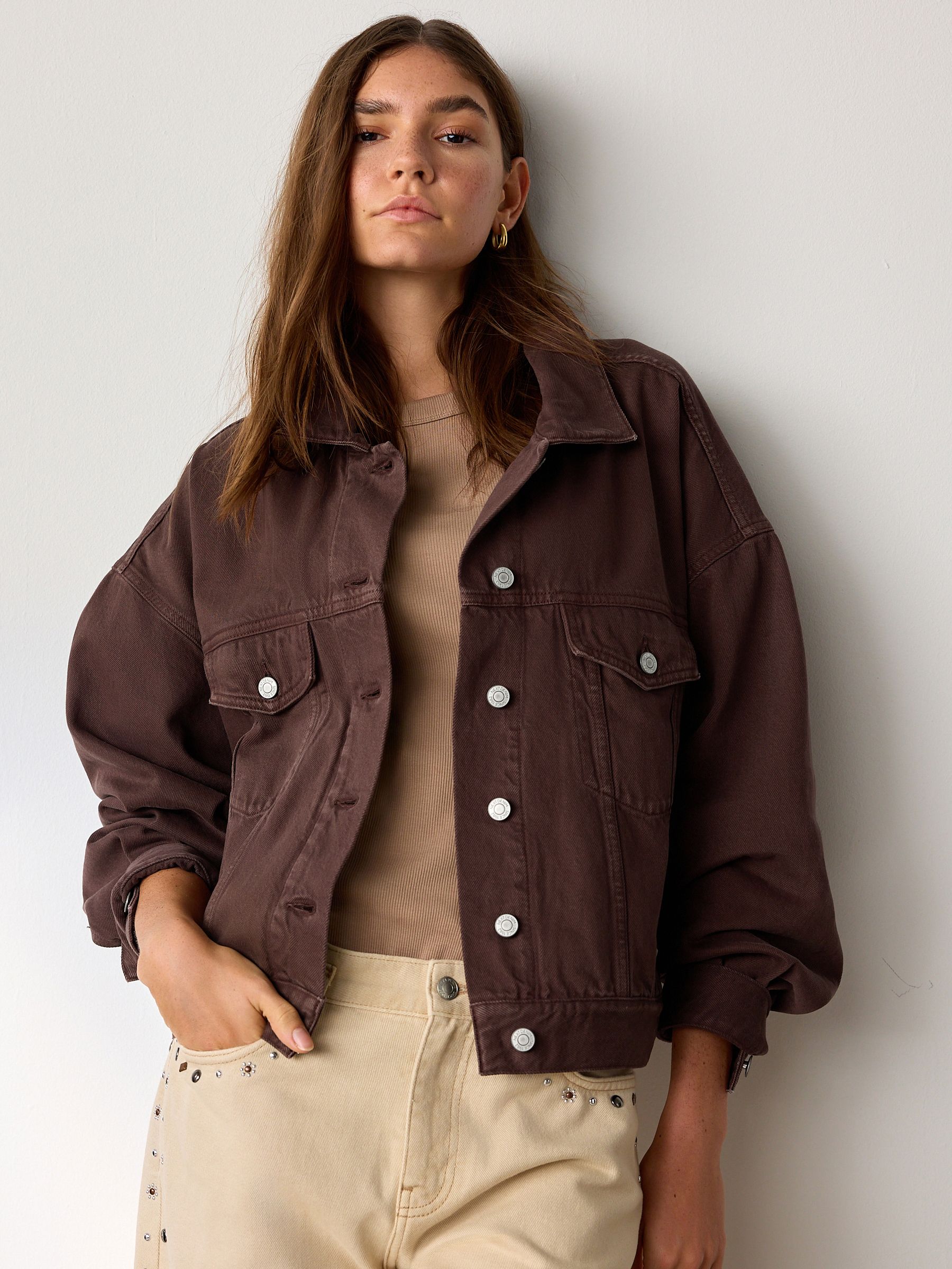 Buy Chocolate Brown Relaxed Denim Trucker Jacket from the Next UK