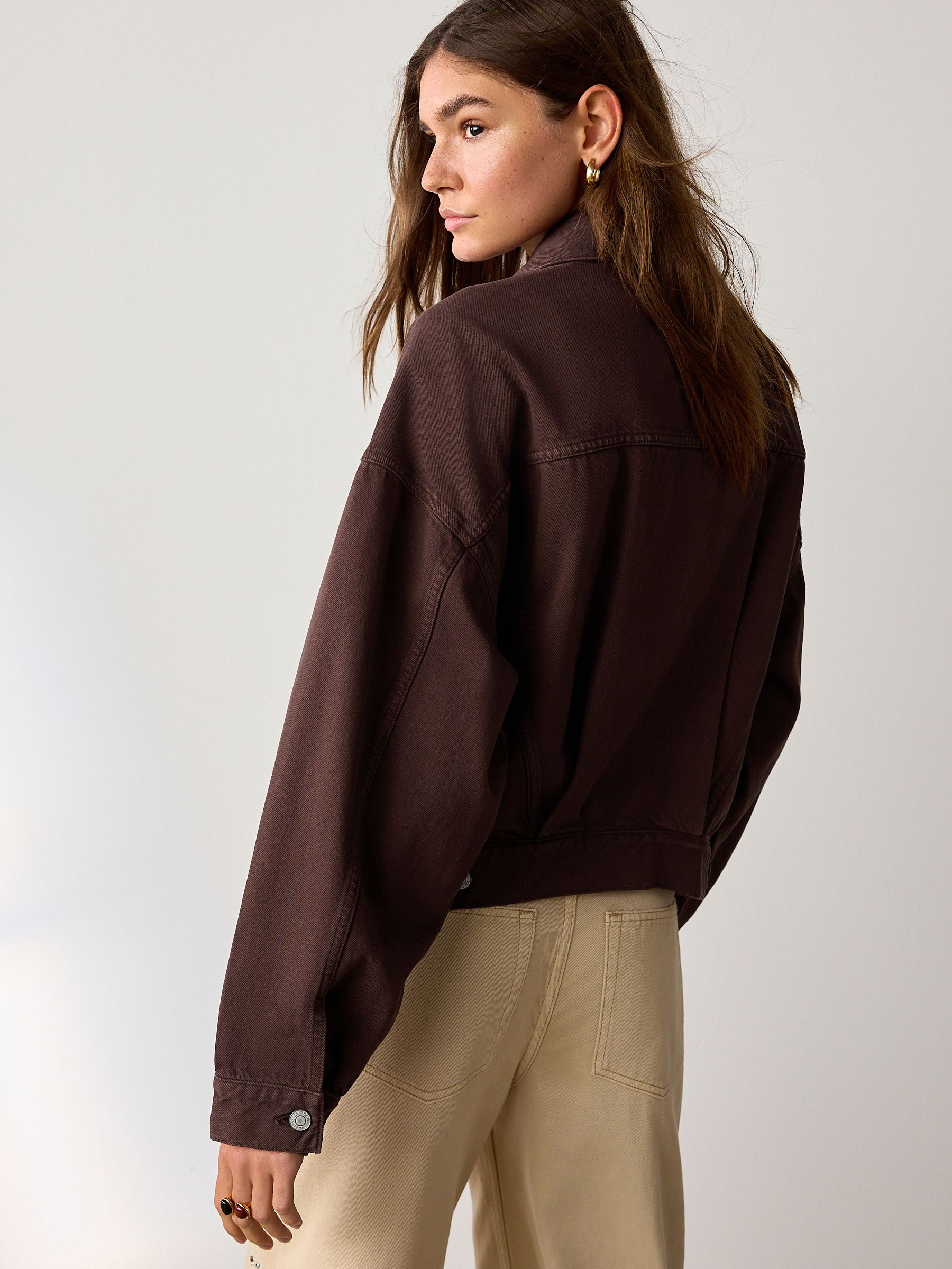Buy Chocolate Brown Relaxed Denim Trucker Jacket from Next USA