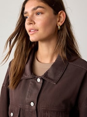 چاکلیٹ براؤن - Relaxed Denim Trucker Jacket - تصویر 5 از 8