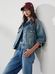 Albastru deschis - Relaxed Denim Trucker Jacket - Imaginea 1 din 8