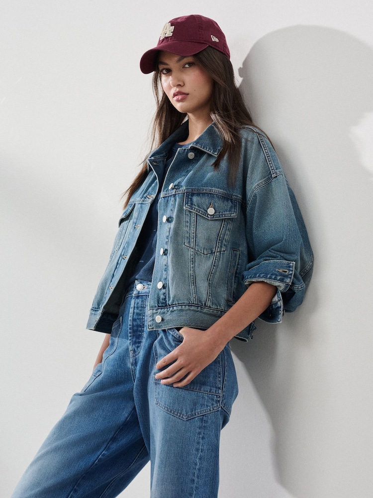 Albastru deschis - Relaxed Denim Trucker Jacket - Imaginea 1 din 8