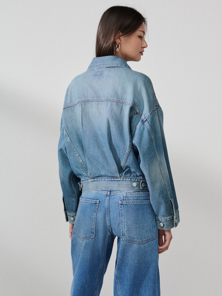 Albastru deschis - Relaxed Denim Trucker Jacket - Imaginea 2 din 8