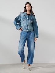 Albastru deschis - Relaxed Denim Trucker Jacket - Imaginea 4 din 8