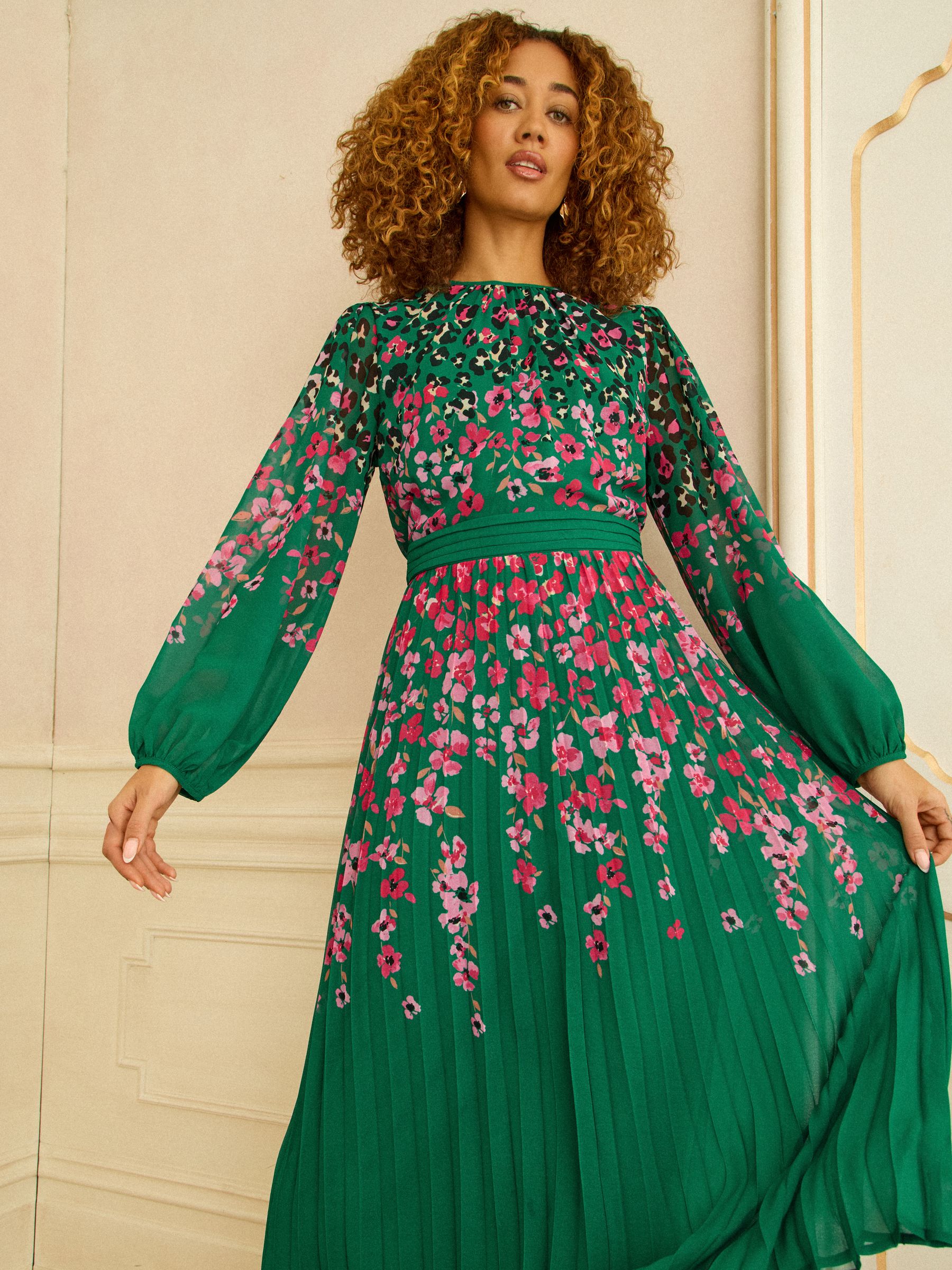 la hearts green floral dress Sage Ditsy Floral Smocked Waist Tie Bust Mini Dress main image 1