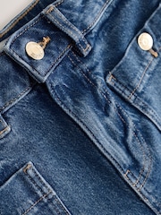 Dark Blue Patch Pocket Mini Shorts - Image 2 of 4