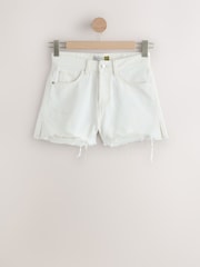 White Raw Hem Festival Denim Shorts - Image 1 of 6