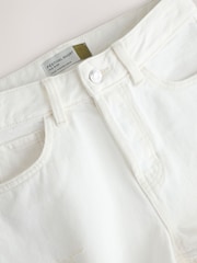White Raw Hem Festival Denim Shorts - Image 10 of 11