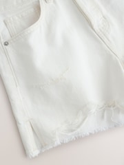 White Raw Hem Festival Denim Shorts - Image 8 of 11