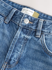 Mid Blue Raw Hem Festival Denim Shorts - Image 3 of 6