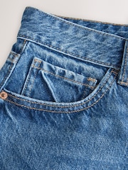 Mid Blue Raw Hem Festival Denim Shorts - Image 5 of 6